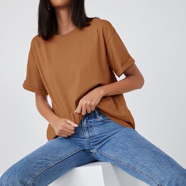 

Drop Shoulder Oversized Longline Tee, Khaki
