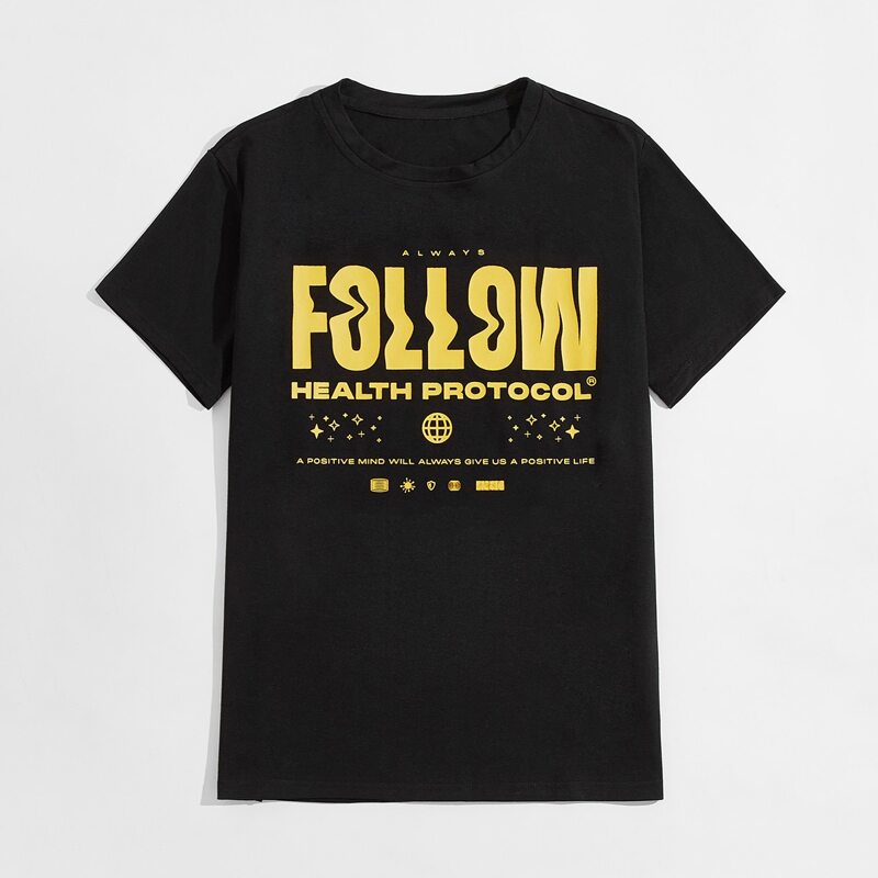 

Guys Letter Print Tee, Black