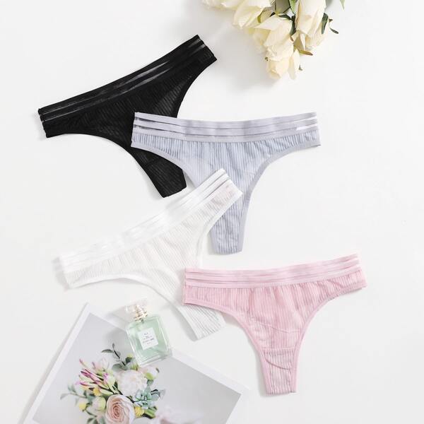 

4pack Sheer Mesh Thong Set, Multicolor