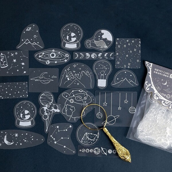 

40pcs Mixed Pattern Random Sticker, White