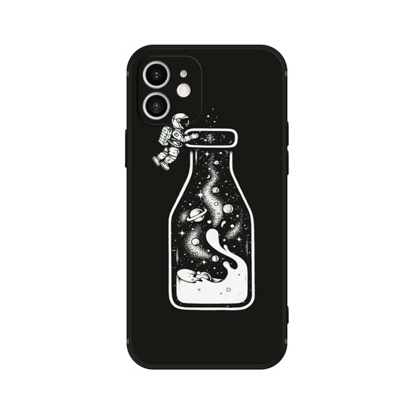 

Spaceman & Planet Phone Case, Black and white