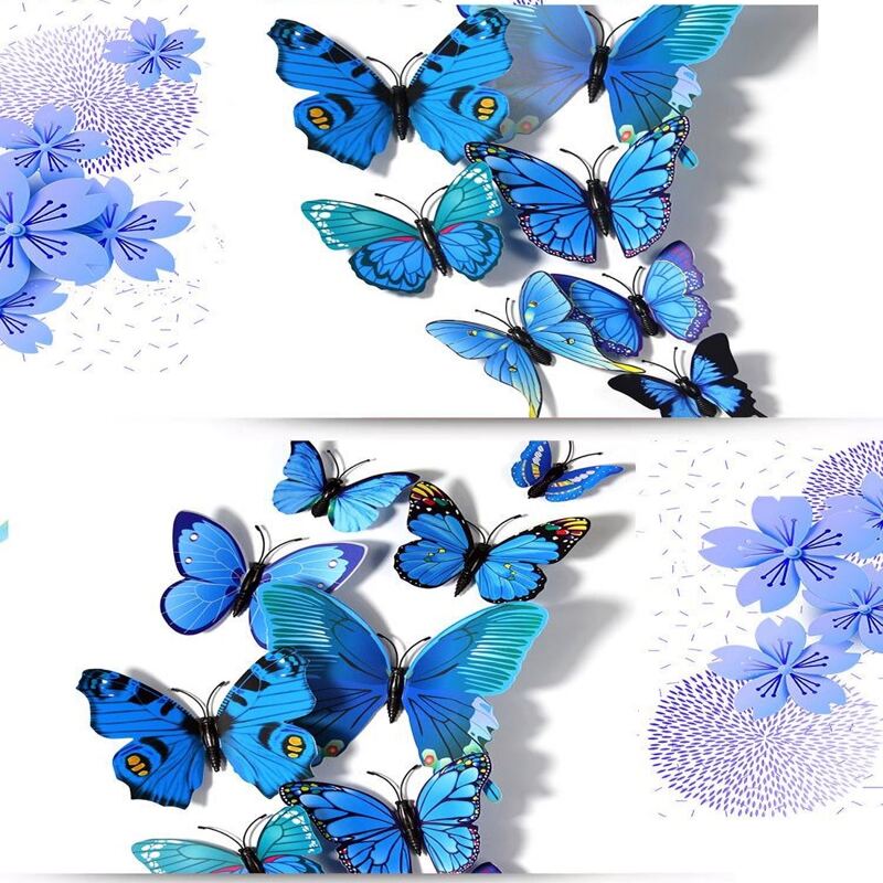 

12pcs Butterfly Wall Sticker, Blue