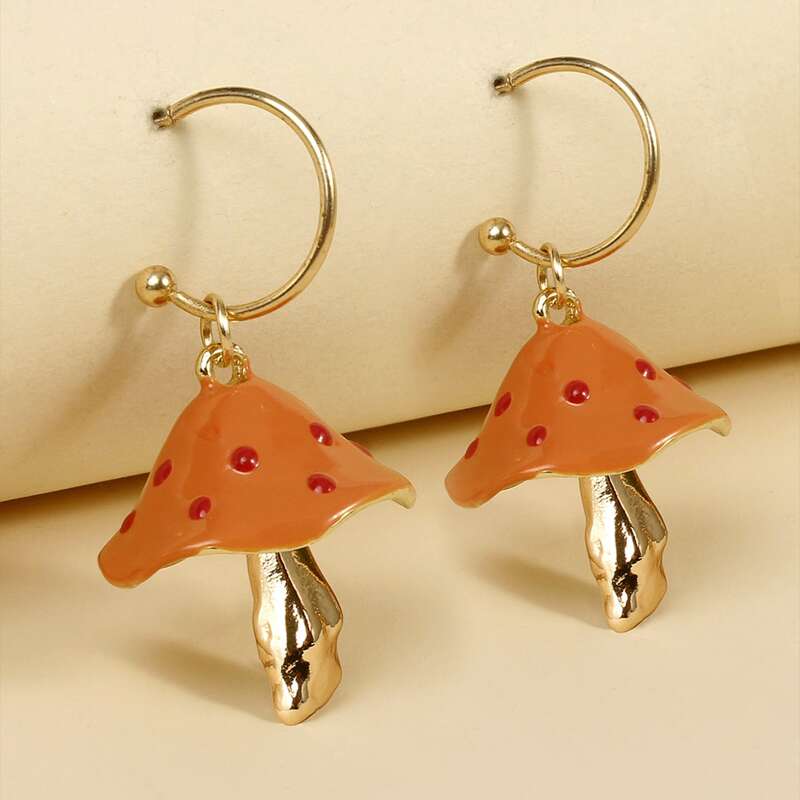 

Mushroom Drop Earrings, Orange
