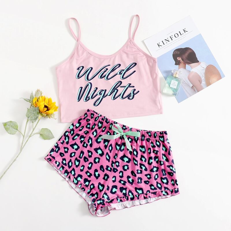 

Letter Graphic Cami Pajama Set, Multicolor