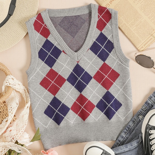 

Geo Pattern Sweater Vest, Multicolor