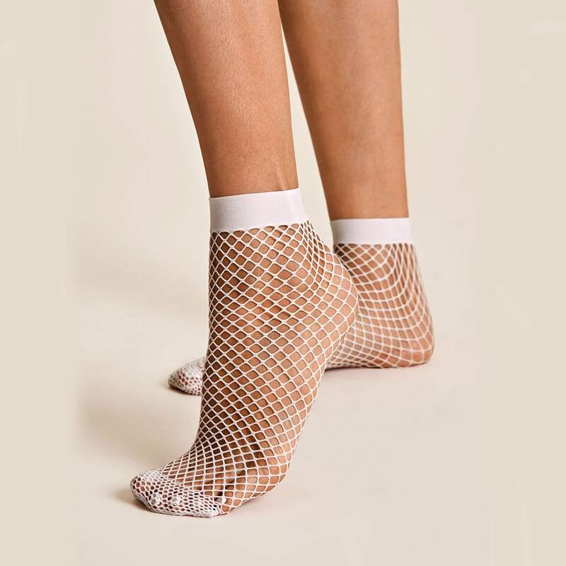 

1pair Fishnet Socks, White