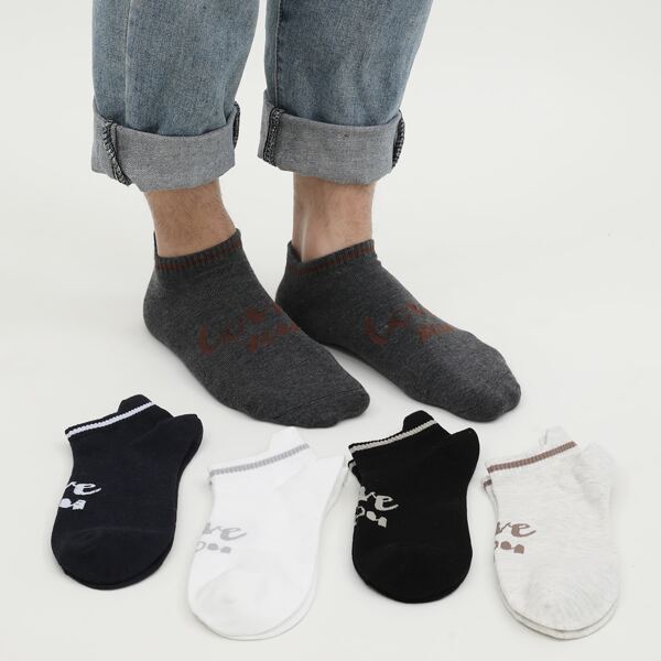 

5pairs Men Letter Graphic Ankle Socks, Multicolor