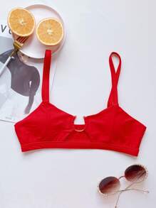 Ring Linked Cut Out Bikini Top, For Summer Beach Vacation - Red - View 3