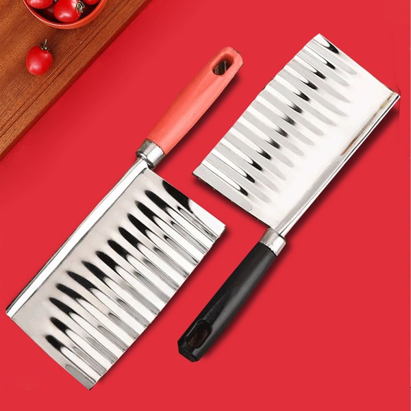 

1pc Random Color Potato Wave Cutter, Silver