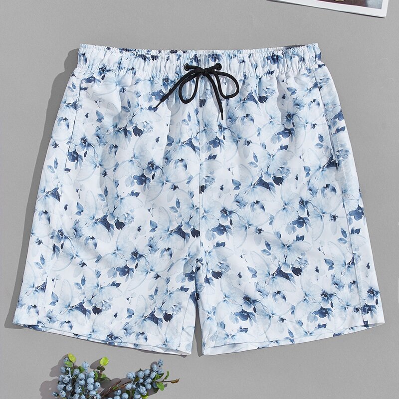 

Guys Allover Butterfly Print Swim Trunks, Multicolor