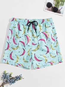 Manfinity 男士香蕉圖案泳裝短褲 - 彩色 - 查看 1