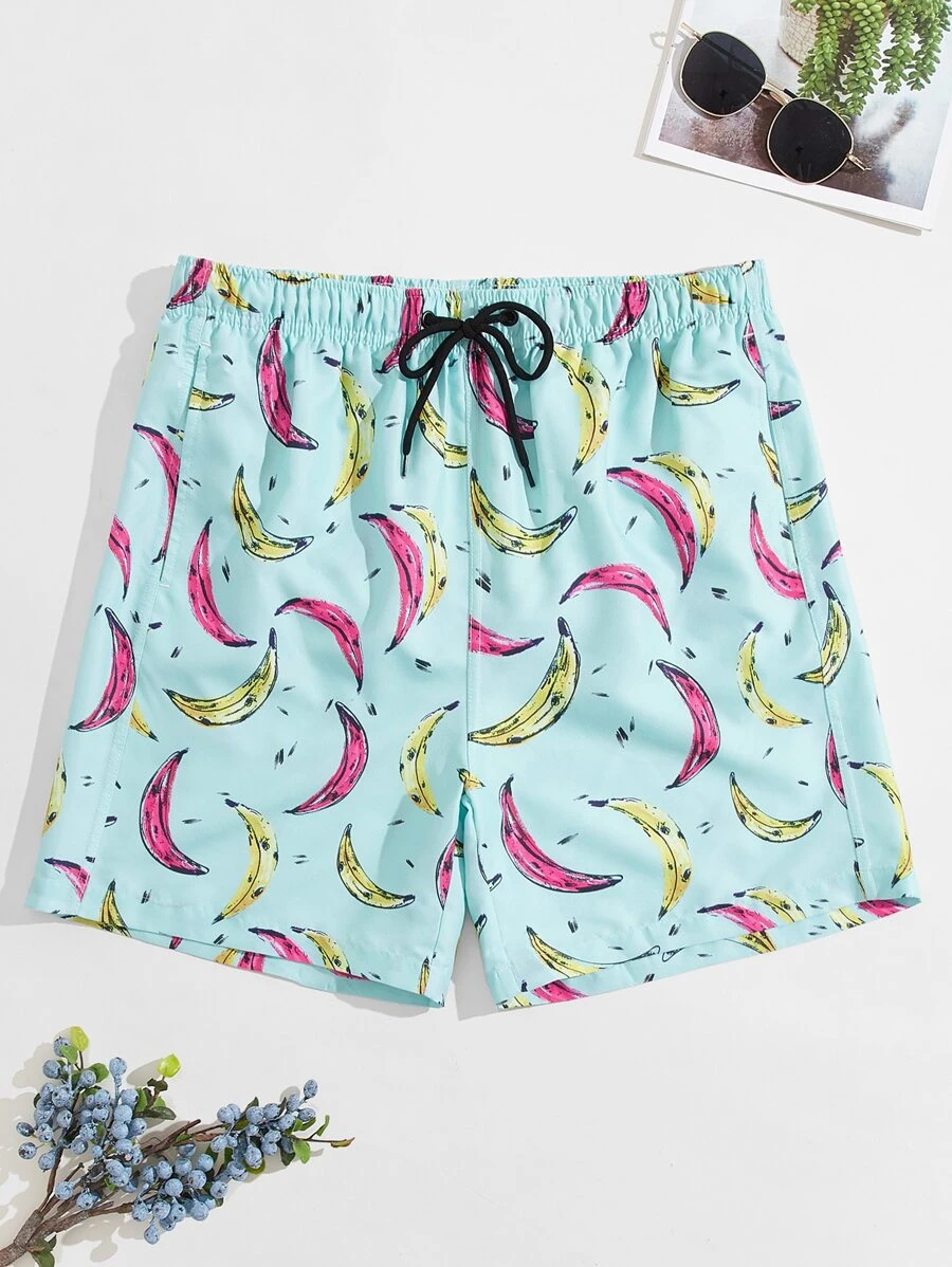 Manfinity 男士香蕉圖案泳裝短褲 - 彩色 - 查看 1