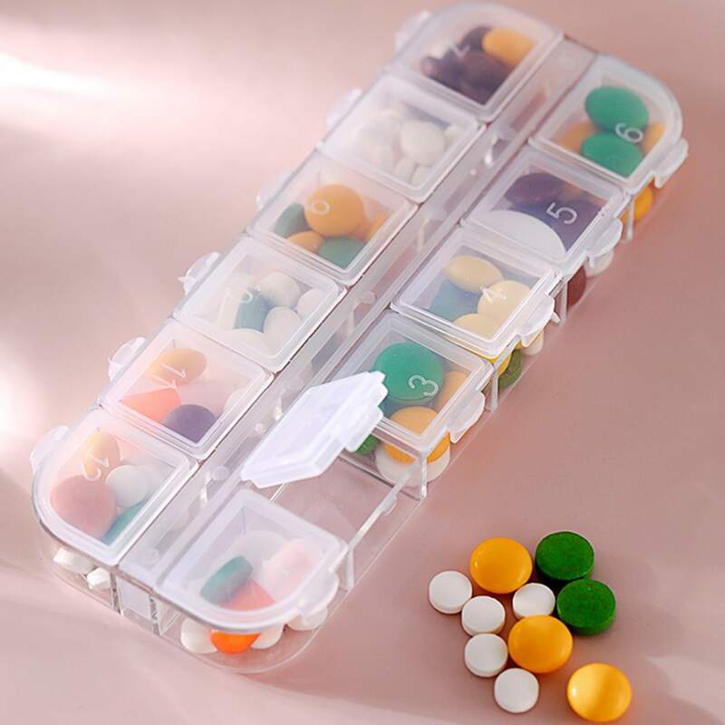 

1pc Multi-grid Pill Storage Box, Clear