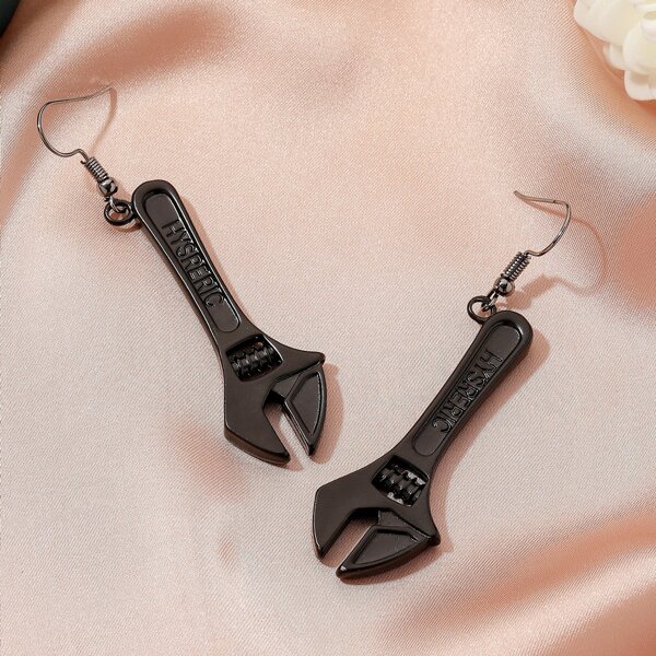 

Wrench Drop Earrings, Black