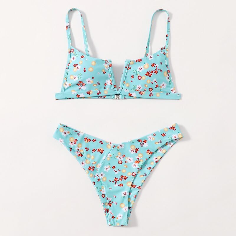 

Ditsy Floral V Wired Bikini Swimsuit, Multicolor