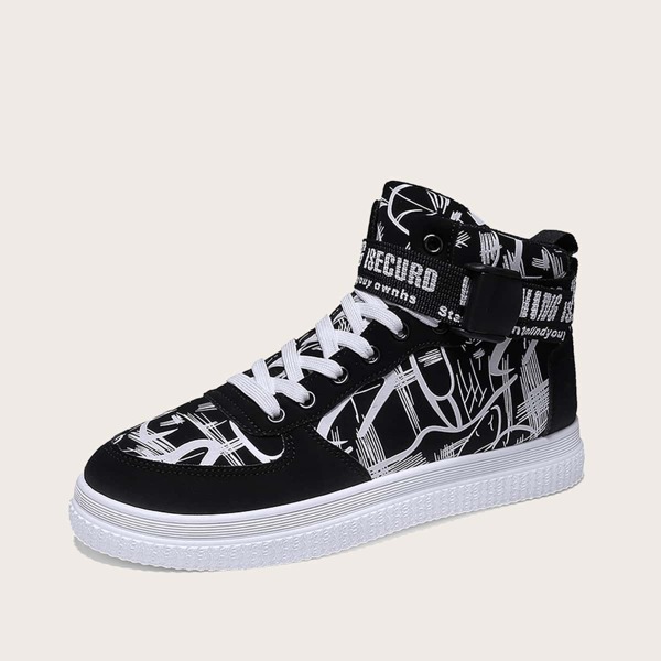 

Boys Letter Graphic Sneakers, Black and white