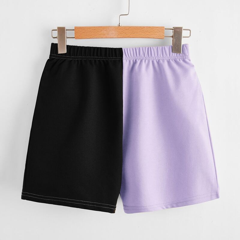

Colorblock Elastic Waist Shorts, Multicolor