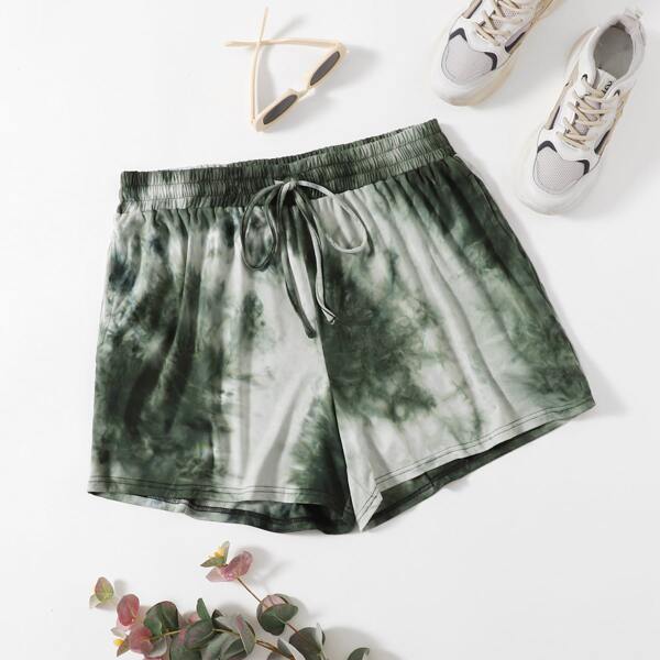 

Plus Tie Dye Drawstring Waist Shorts, Multicolor
