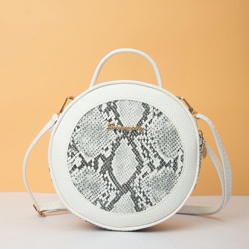 

Snakeskin Round Satchel Bag, Multicolor