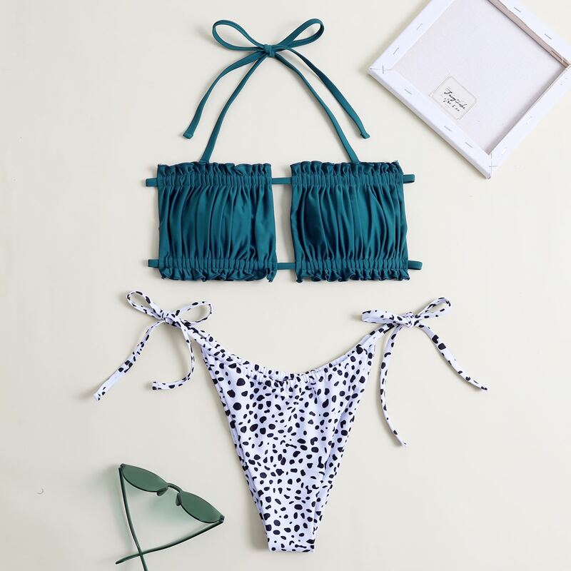 

Dalmatian Ruched Bust Bikini Swimsuit, Multicolor