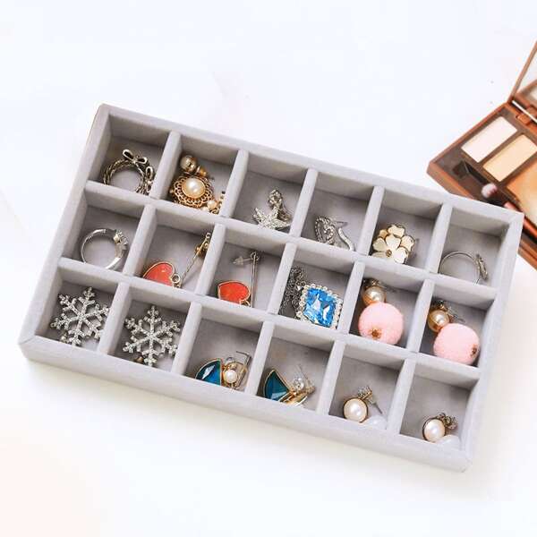 

1pc Multi-grid Jewelry Storage Box, Grey