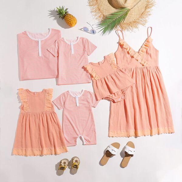 

Toddler Boys Half Button Striped Tee, Baby pink