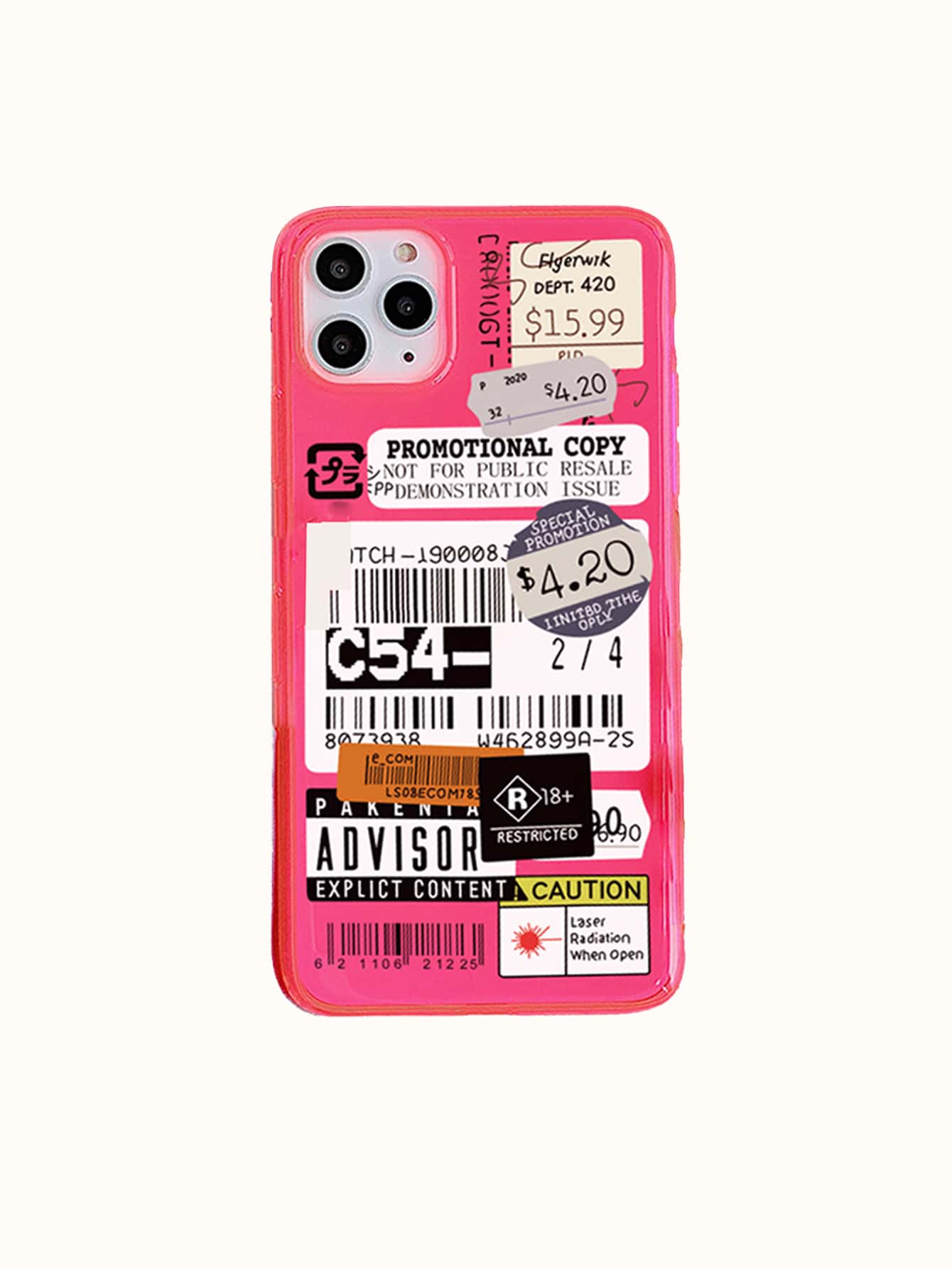 Capa para celular com padrão de código de barras - Rosa chiclete - Visão 1