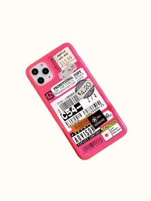 Capa para celular com padrão de código de barras - Rosa chiclete - Visão 2