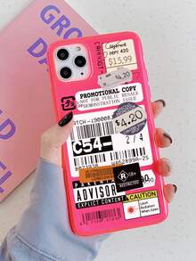 Capa para celular com padrão de código de barras - Rosa chiclete - Visão 3