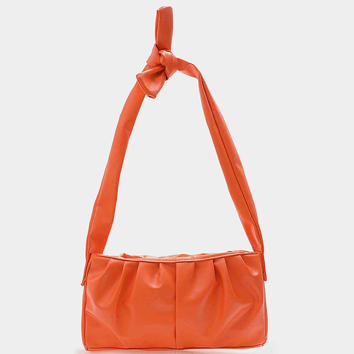 

Solid Knot Strap Ruched Bag, Orange