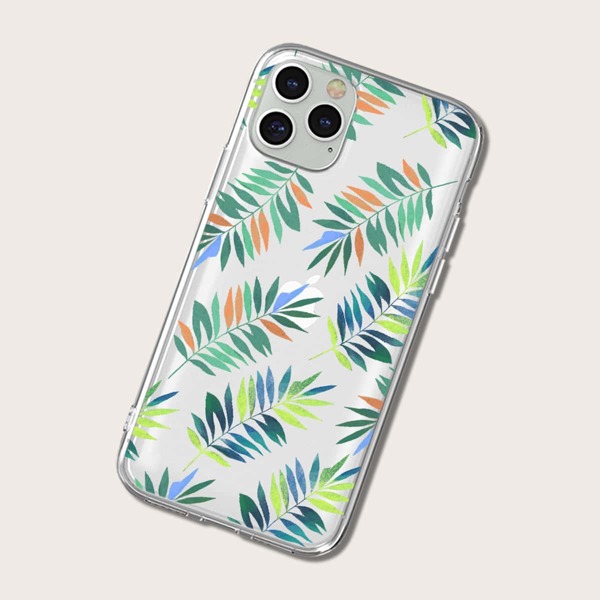 

Leaf Pattern Clear Phone Case, Multicolor