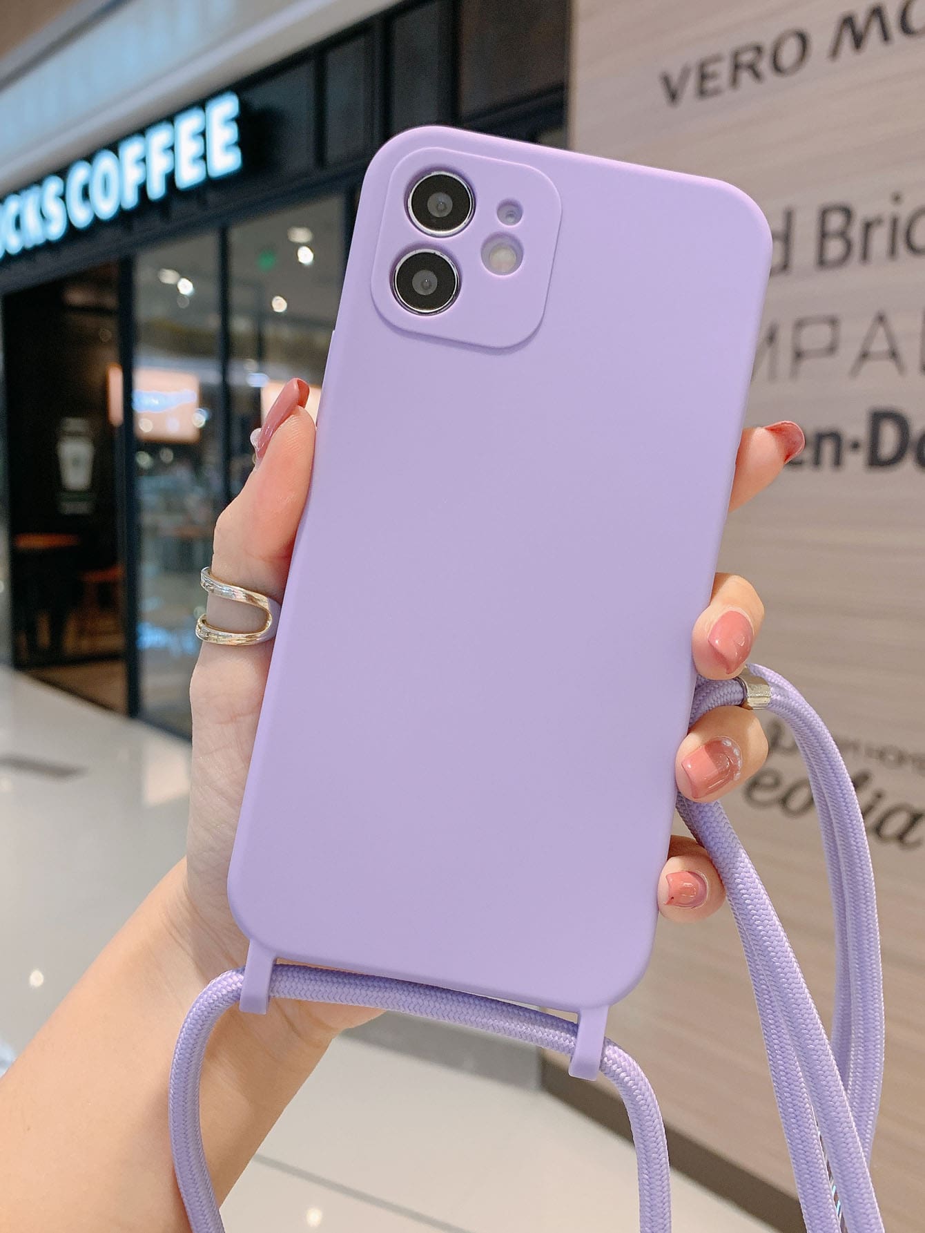 Vỏ điện thoại silicon có dây buộc - Màu Lilac Tím - Xem 1