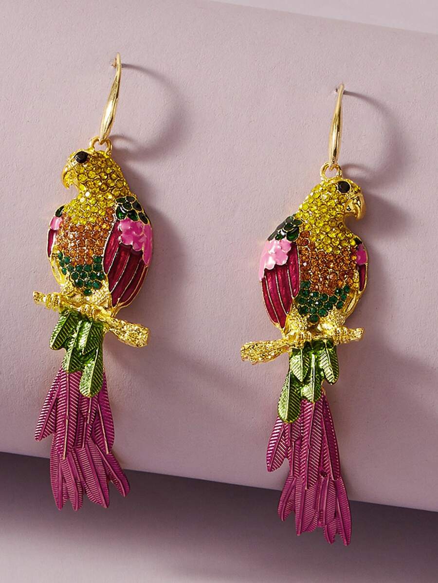 水鑽動物設計耳墜 - 彩色 - 查看 1