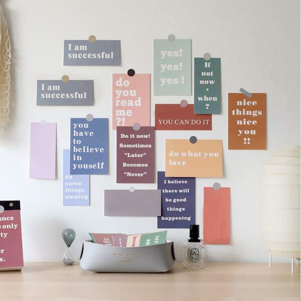 

15pcs Slogan Graphic Material Paper, Multicolor