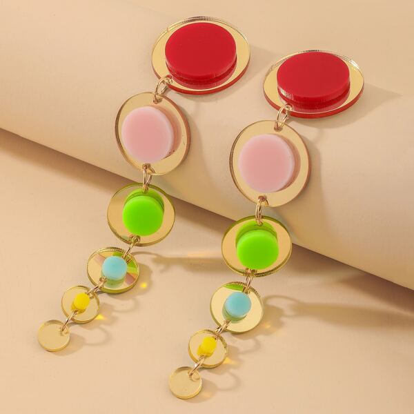 

Link Round Drop Earrings, Multicolor