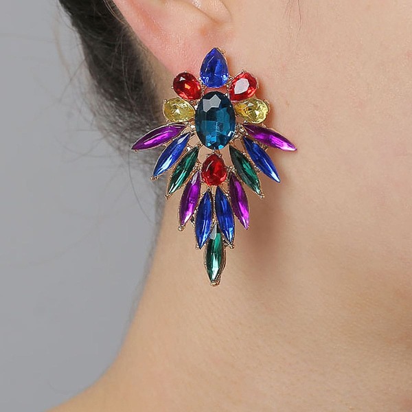 

Rhinestone Decor Stud Earrings, Multicolor