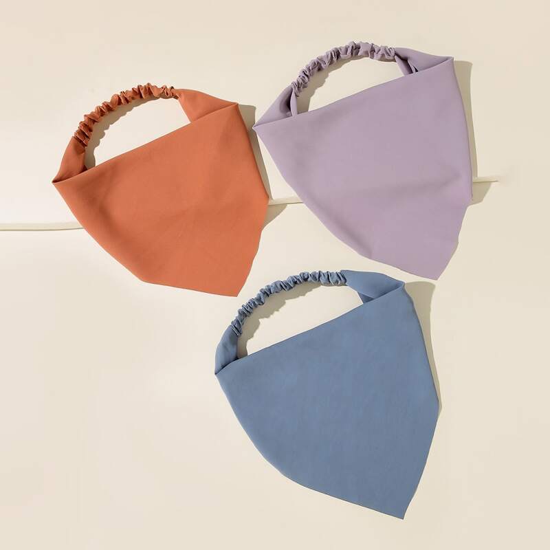 

3pcs Solid Kerchief, Multicolor