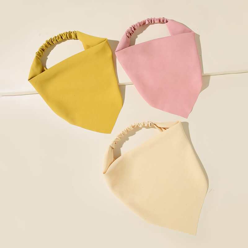 

3pcs Solid Kerchief, Multicolor