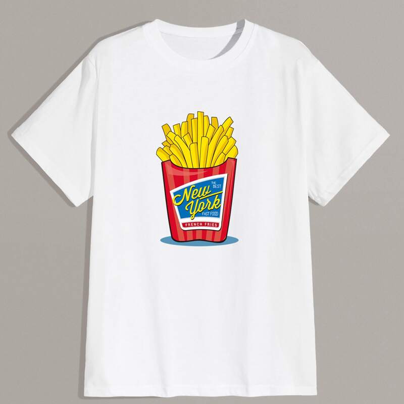 

Guys Letter French Fries Graphic Tee, White