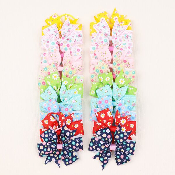 

20pcs Toddler Girls Floral Print Hair Clip, Multicolor