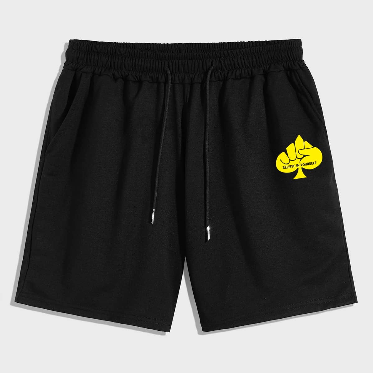 

Guys Letter Graphic Drawstring Shorts, Black
