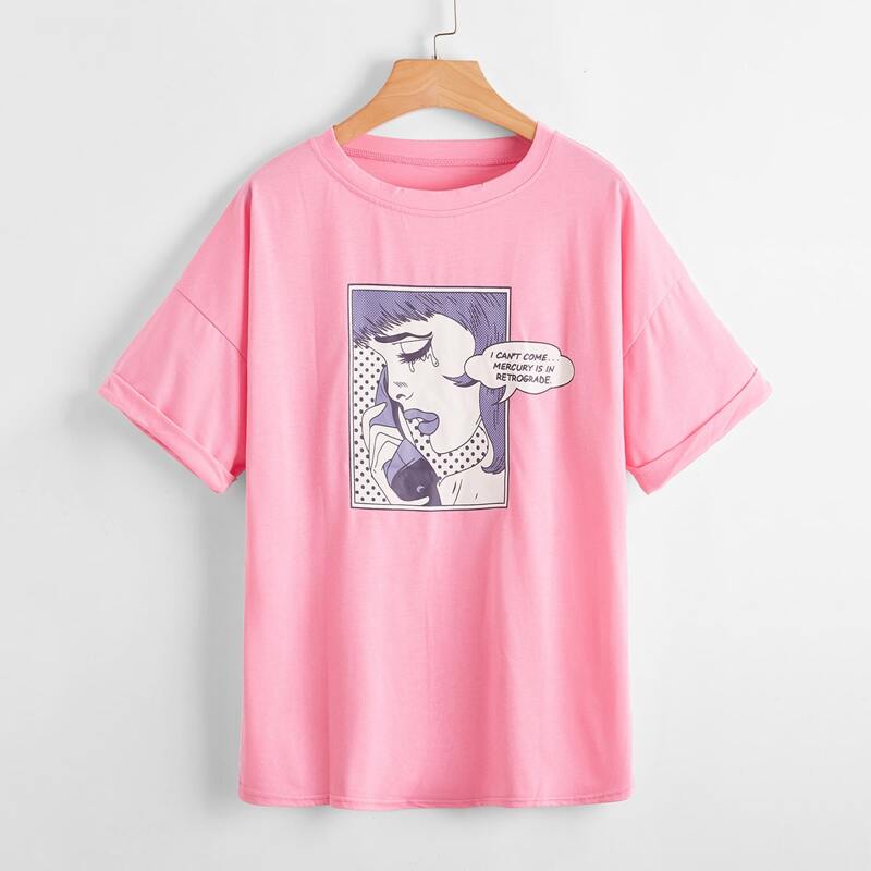

Letter Figure Graphic Tee, Pink