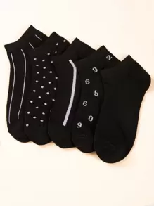 5 Pares Calcetines De Tobillo A Rayas - Negro - Ver 1