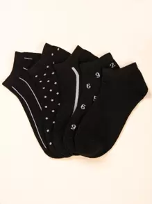 5 Pares Calcetines De Tobillo A Rayas - Negro - Ver 3