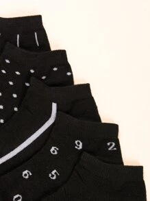 5 Pares Calcetines De Tobillo A Rayas - Negro - Ver 4