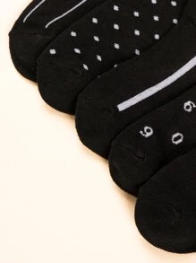 5 Pares Calcetines De Tobillo A Rayas - Negro - Ver 5