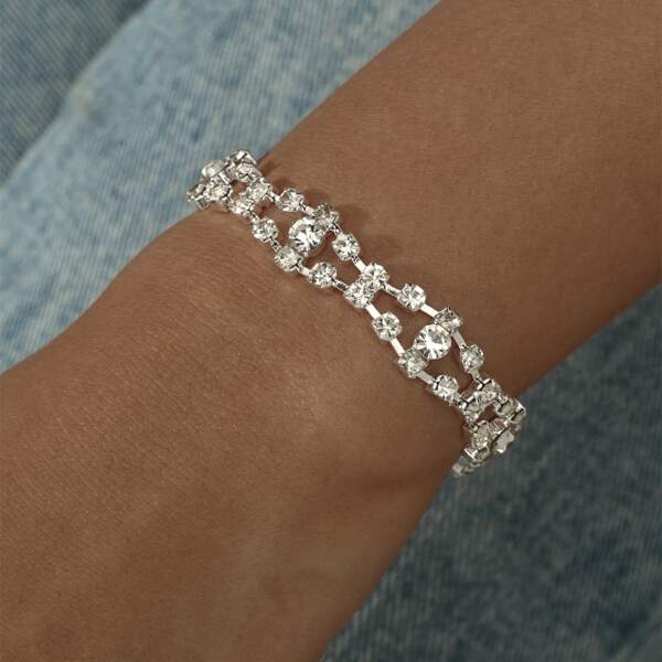 

Rhinestone Decor Bracelet, Silver