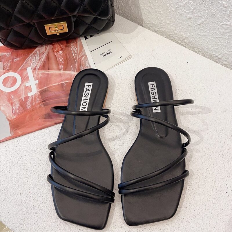 

Simple Strap Slide Sandals, Black