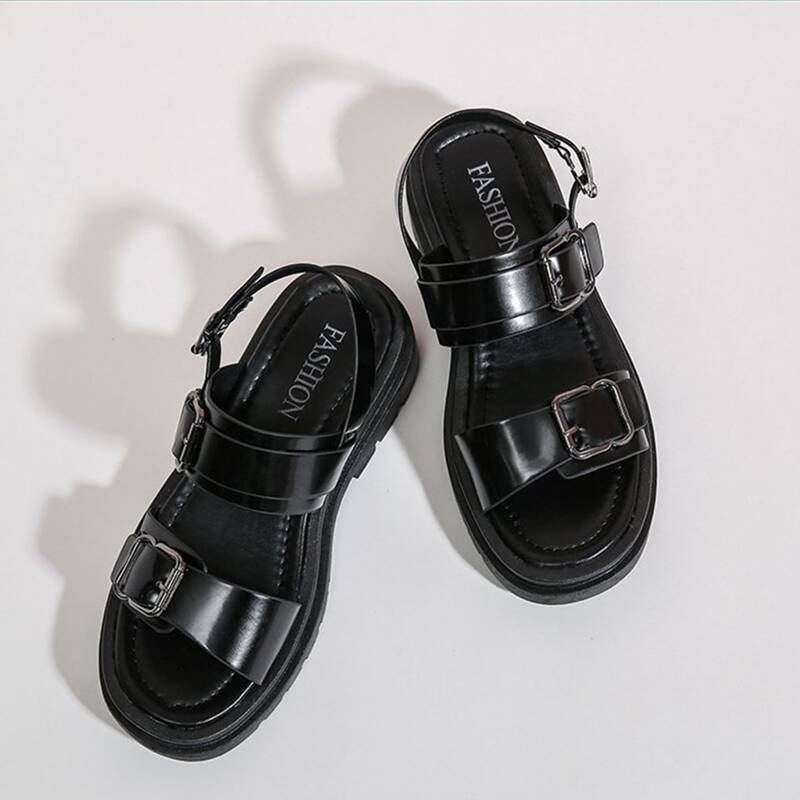

Buckle Strap Slingback Sandals, Black
