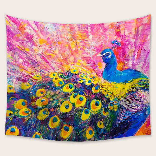 

Peacock Print Tapestry, Multicolor